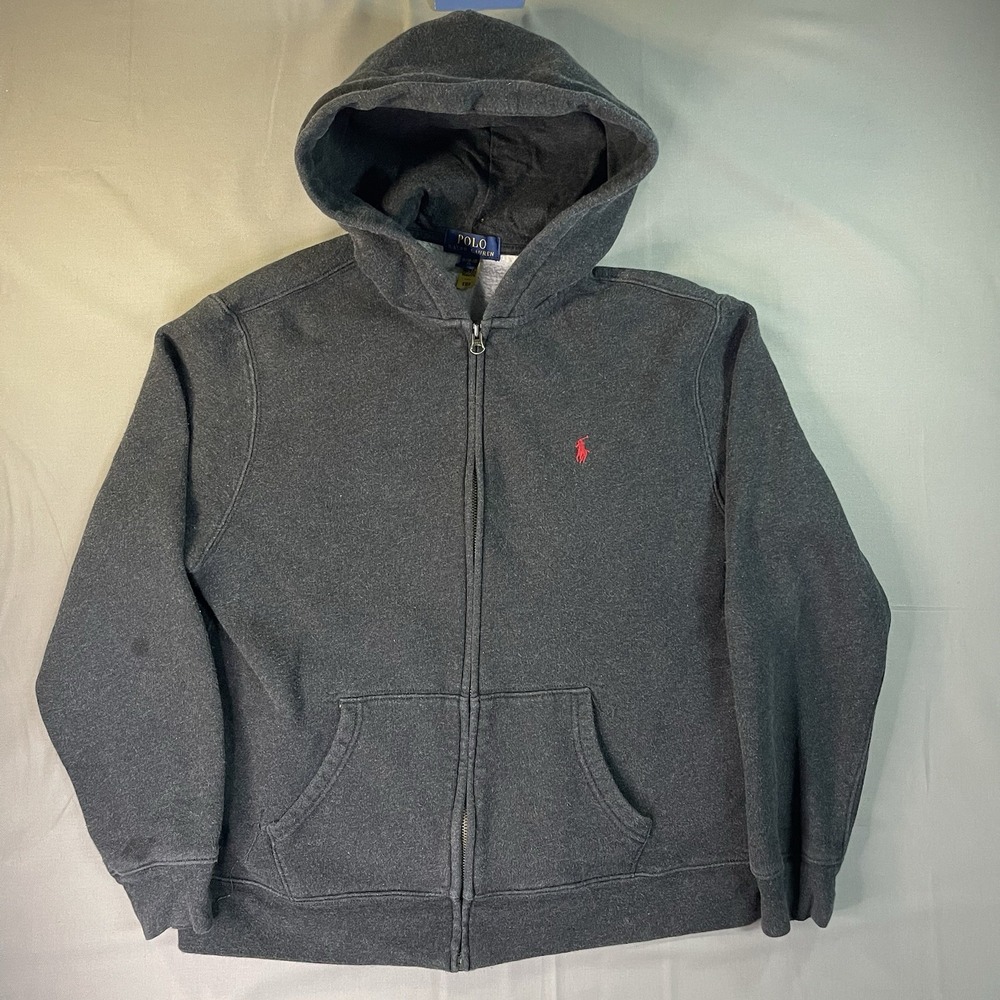 Polo Ralph Lauren Women's XL (18-20) Gray Full Zip Hoodie Pink Pony